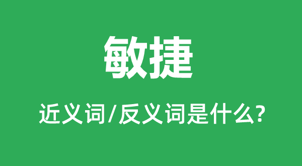 敏捷的近义词和反义词是什么,敏捷是什么意思