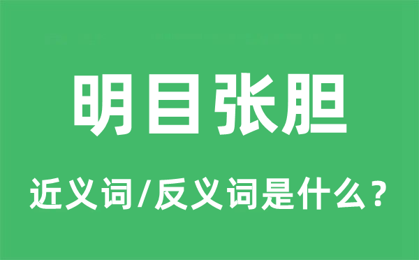 明目张胆的近义词和反义词是什么,明目张胆是什么意思