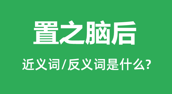 置之脑后的近义词和反义词是什么,置之脑后是什么意思