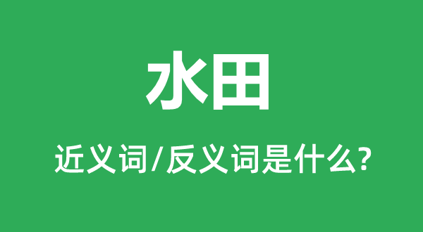 水田的近义词和反义词是什么,水田是什么意思