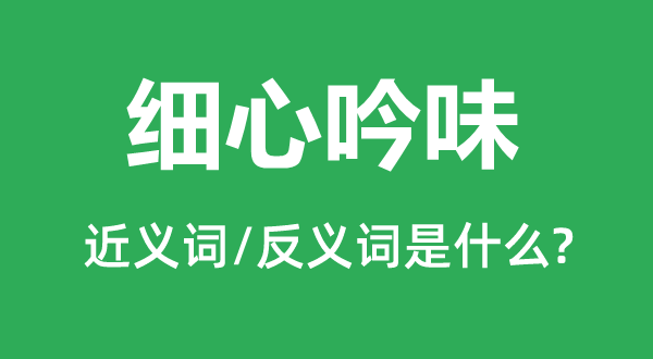 细心吟味的近义词和反义词是什么,细心吟味是什么意思