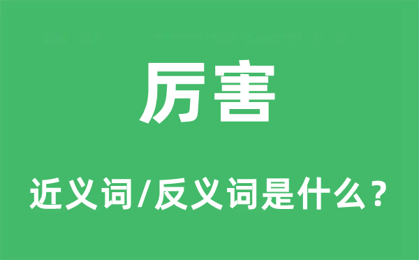 厉害的近义词和反义词是什么,厉害是什么意思