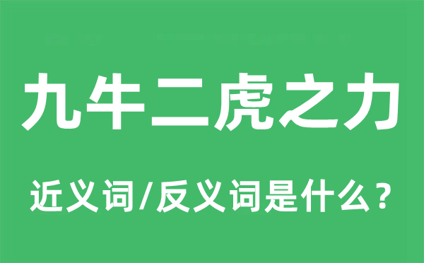 九牛二虎之力的近义词和反义词是什么,九牛二虎之力是什么意思