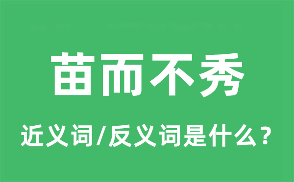 苗而不秀的近义词和反义词是什么,苗而不秀是什么意思