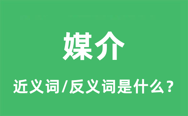 媒介的近义词和反义词是什么,媒介是什么意思