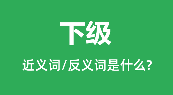 下级的近义词和反义词是什么,下级是什么意思