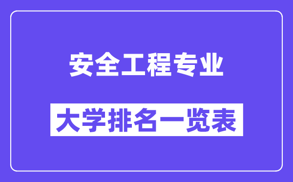 全国安全工程专业大学排名一览表（最新排行榜）