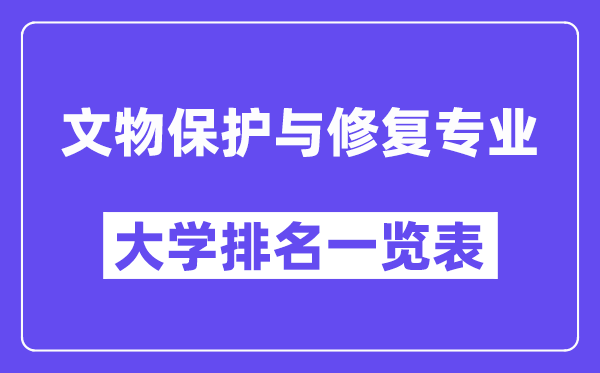 全国文物保护与修复专业大学排名一览表（最新排行榜）