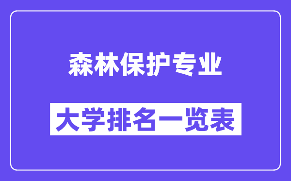 全国森林保护专业大学排名一览表（最新排行榜）