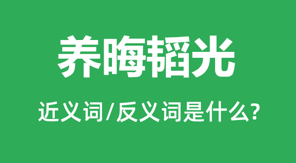 养晦韬光的近义词和反义词是什么,养晦韬光是什么意思