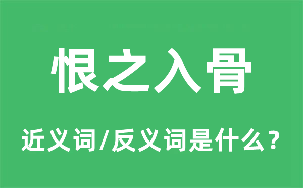 恨之入骨的近义词和反义词是什么,恨之入骨是什么意思