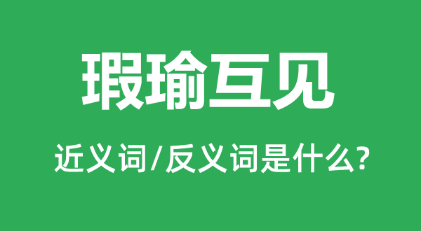 瑕瑜互见的近义词和反义词是什么,瑕瑜互见是什么意思