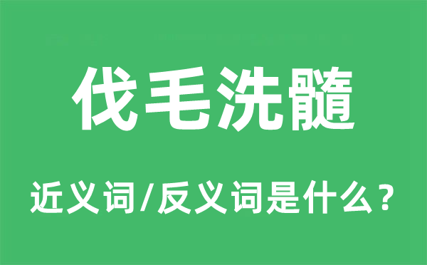 伐毛洗髓的近义词和反义词是什么,伐毛洗髓是什么意思