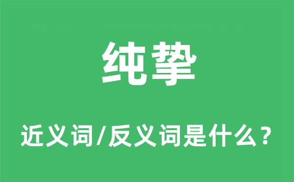 纯挚的近义词和反义词是什么,纯挚是什么意思