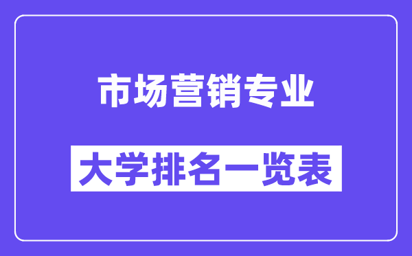 全国市场营销专业大学排名一览表（最新排行榜）