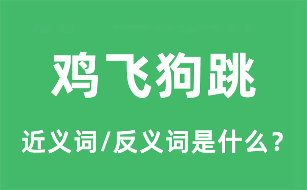 鸡飞狗跳的近义词和反义词是什么,鸡飞狗跳是什么意思