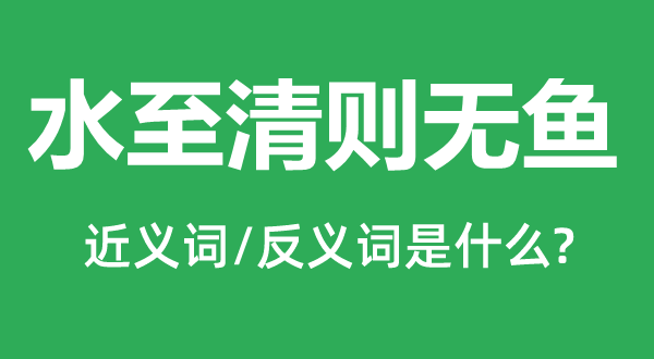 水至清则无鱼的近义词和反义词是什么,水至清则无鱼是什么意思