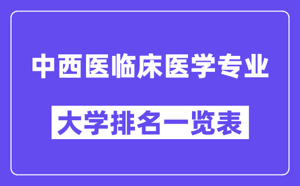 全国中西医临床医学专业大学排名一览表（最新排行榜）