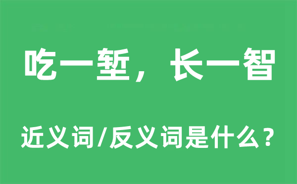 吃一堑，长一智的近义词和反义词是什么,吃一堑，长一智是什么意思