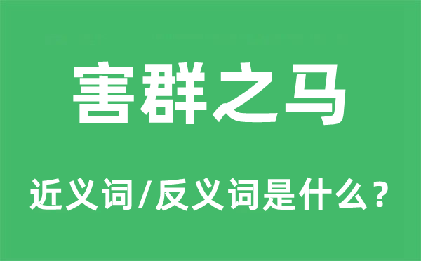 害群之马的近义词和反义词是什么,害群之马是什么意思