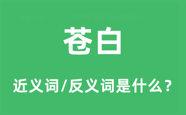 苍白的近义词和反义词是什么,苍白是什么意思