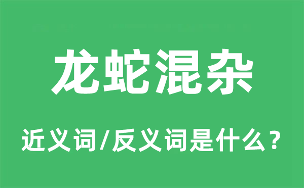 龙蛇混杂的近义词和反义词是什么,龙蛇混杂是什么意思