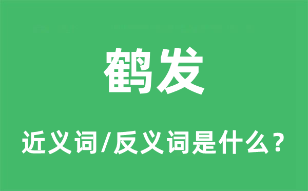 鹤发的近义词和反义词是什么,鹤发是什么意思