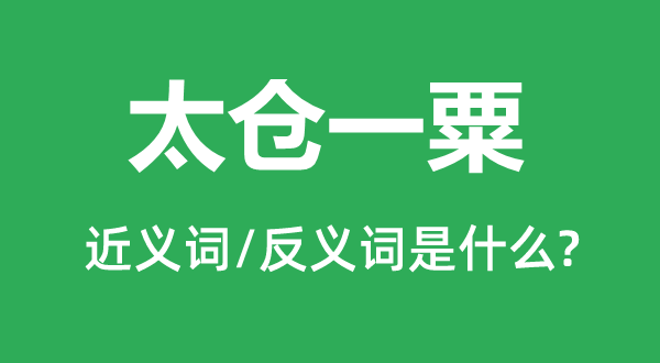 太仓一粟的近义词和反义词是什么,太仓一粟是什么意思