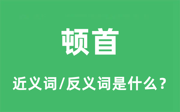 顿首的近义词和反义词是什么,顿首是什么意思