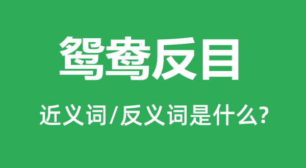 鸳鸯反目的近义词和反义词是什么,鸳鸯反目是什么意思