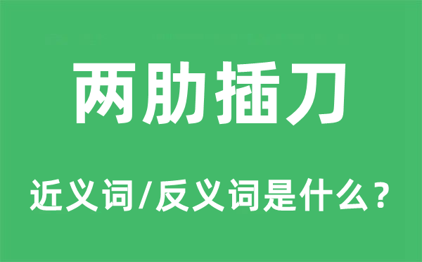 两肋插刀的近义词和反义词是什么,两肋插刀是什么意思