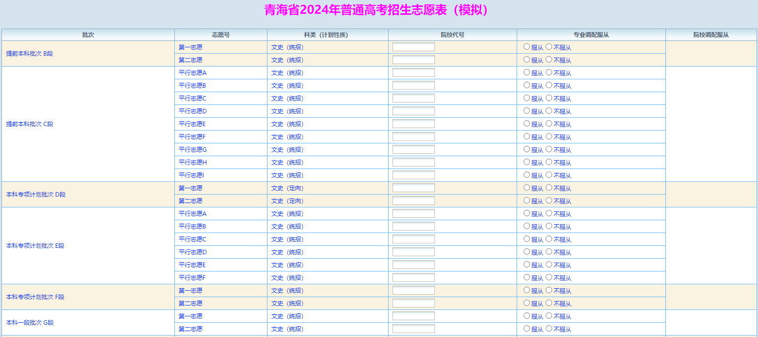 2024高考志愿表样本图片（看已经填写好的模板）