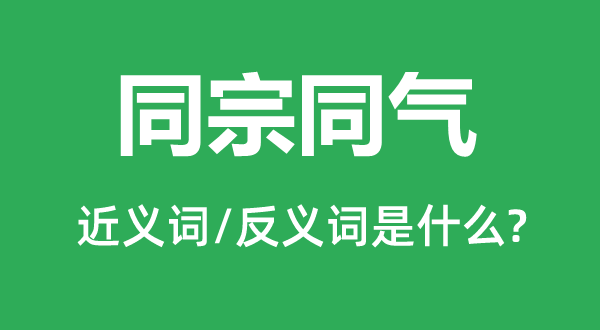 同宗同气的近义词和反义词是什么,同宗同气是什么意思