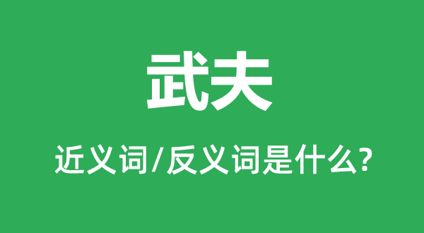 武夫的近义词和反义词是什么,武夫是什么意思