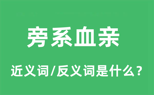 旁系血亲的近义词和反义词是什么,旁系血亲是什么意思