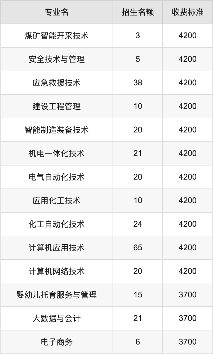 2024年鹤壁能源化工职业学院学费明细：一年3700-4200元（各专业收费标准）