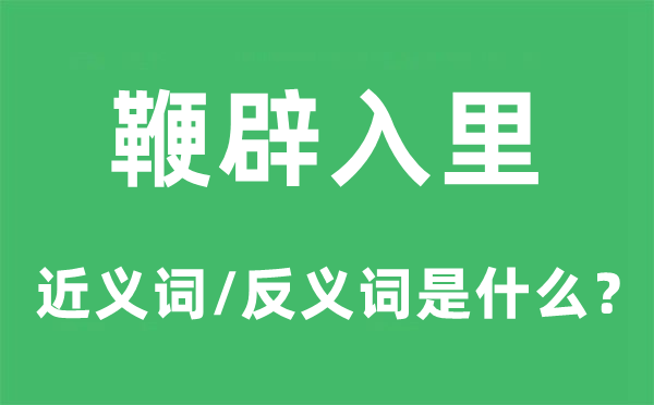 鞭辟入里的近义词和反义词是什么,鞭辟入里是什么意思