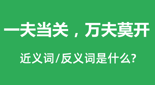 一夫当关，万夫莫开的近义词和反义词是什么,一夫当关，万夫莫开是什么意思