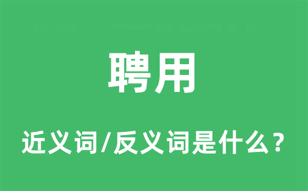 聘用的近义词和反义词是什么,聘用是什么意思