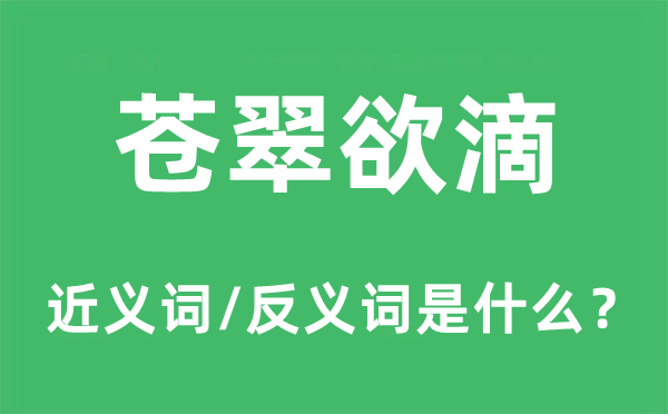 苍翠欲滴的近义词和反义词是什么,苍翠欲滴是什么意思