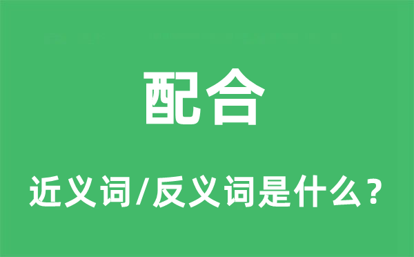 配合的近义词和反义词是什么,配合是什么意思