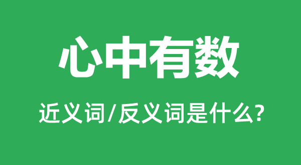 心中有数的近义词和反义词是什么,心中有数是什么意思