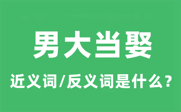 男大当娶的近义词和反义词是什么,男大当娶是什么意思