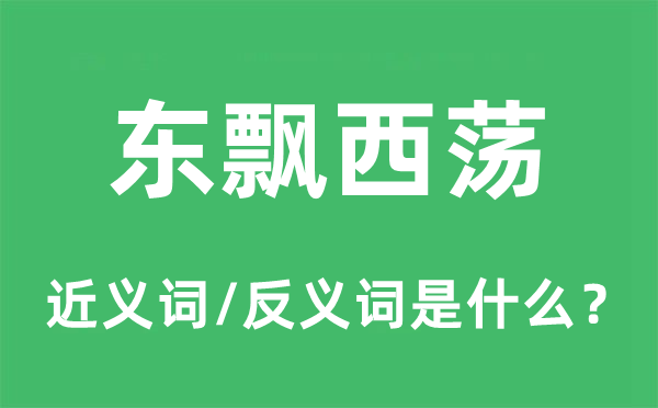 东飘西荡的近义词和反义词是什么,东飘西荡是什么意思