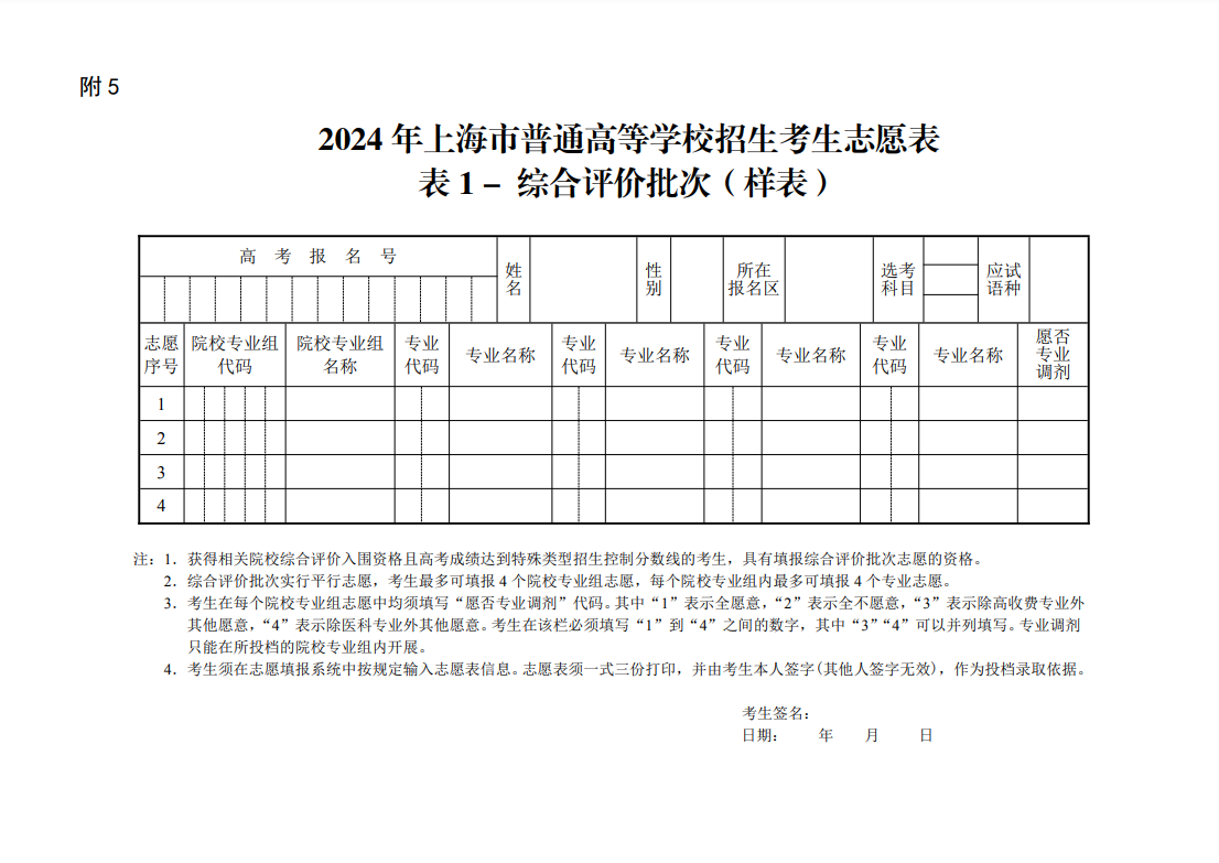 2024高考志愿表样本图片（看已经填写好的模板）