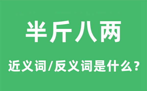 半斤八两的近义词和反义词是什么,半斤八两是什么意思