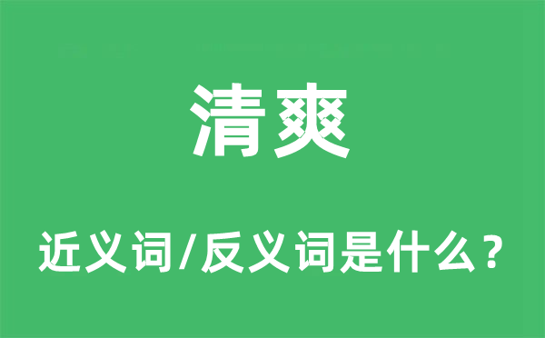 清爽的近义词和反义词是什么,清爽是什么意思