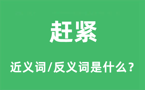 赶紧的近义词和反义词是什么,赶紧是什么意思