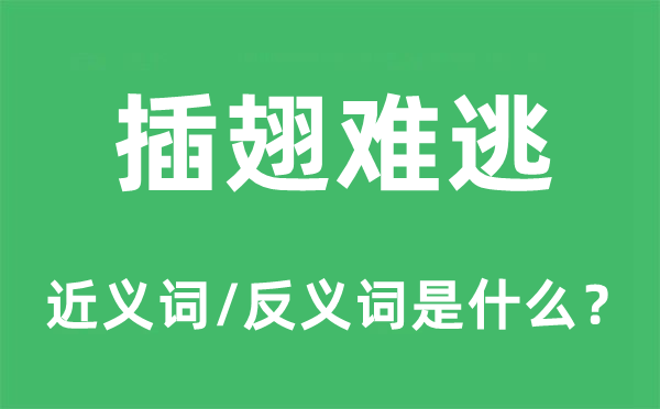 插翅难逃的近义词和反义词是什么,插翅难逃是什么意思