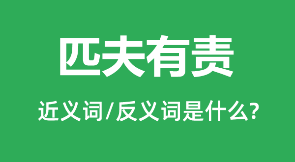 匹夫有责的近义词和反义词是什么,匹夫有责是什么意思